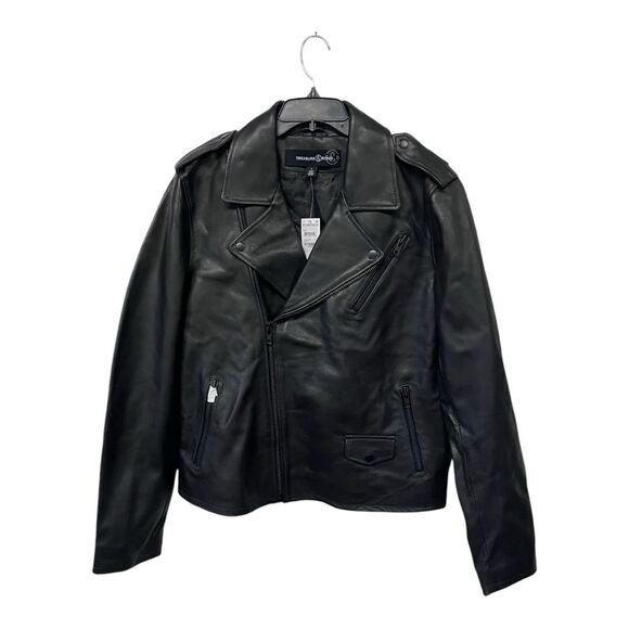 NWT Treasure & Bond | Black 100% Leather Biker Jacket XL - Picture 1 of 10